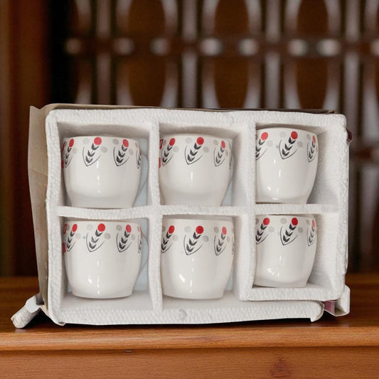 Flower Tea Cups - White Tea Cup Set of 6 | Leaf-Inspired Design
