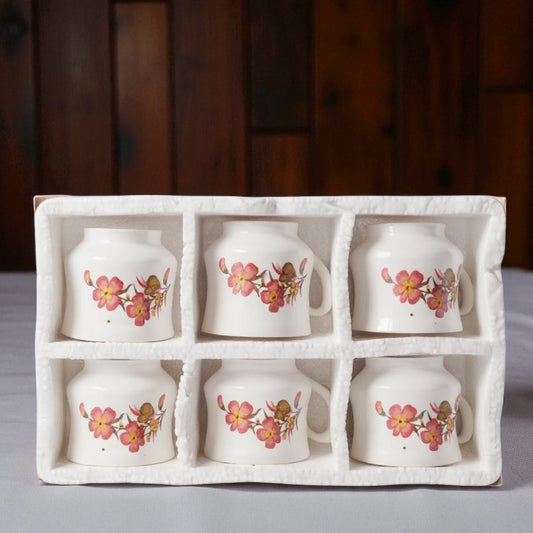 Lotus Tea Cup Set - Pack of 6 Floral Tea Cups | Modern & Lightweight