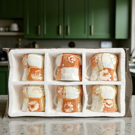 Multicolor Coffee 6 Piece Set – Modern Tea Cup Set for Home, Office & Gifting