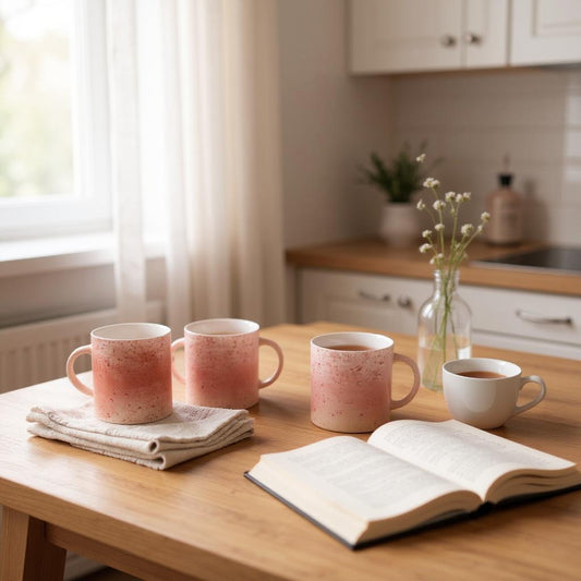 Charming Speckled Rosewood Pink Ceramic Mug Set