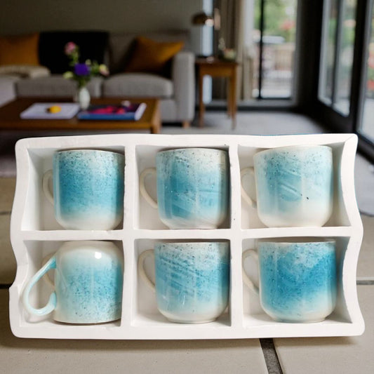 Glazed Ceramic Water & Tea Mug – Leaf Design Coffee Cup for Home Office or Party