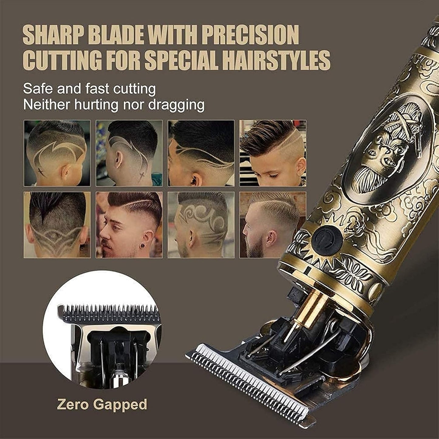 Men’s Shaver & Haircut Machine – Rechargeable Beard Trimmer and Hair Clipper (Golden)