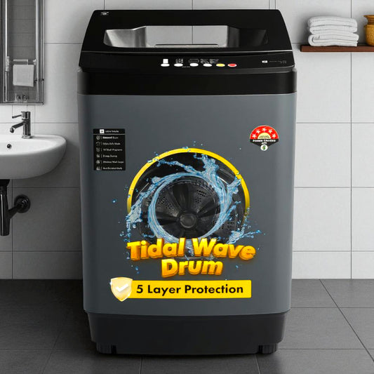 realme TechLife Washing Machine – 8 kg Fully Automatic Top Load (Grey, Tidal Wave Drum)