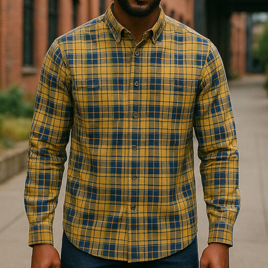 Men's Check Shirt – Checked Slim Fit Multicolor Formal Shirt (3XL) | Long Sleeve, Stretchable