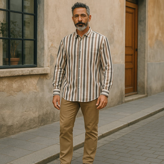 Men's Check Shirt – Multi-Color Formal Long Sleeve Shirt | Stretchable Comfort