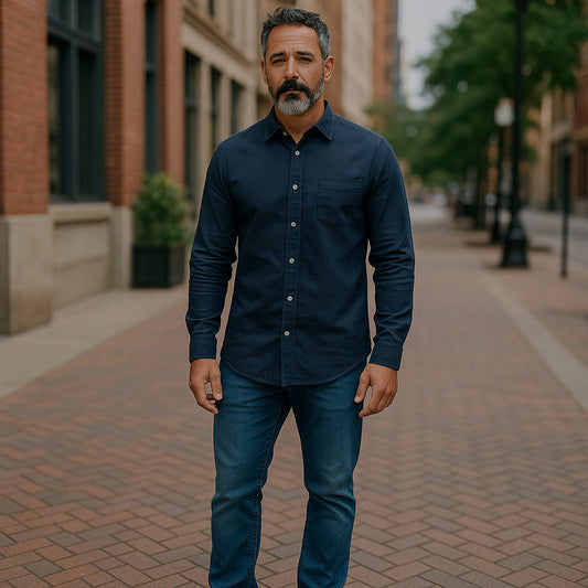 Black Fit Formal Shirt - Men's Plain Shirt | Long Sleeves, Stretchable (XL Size)