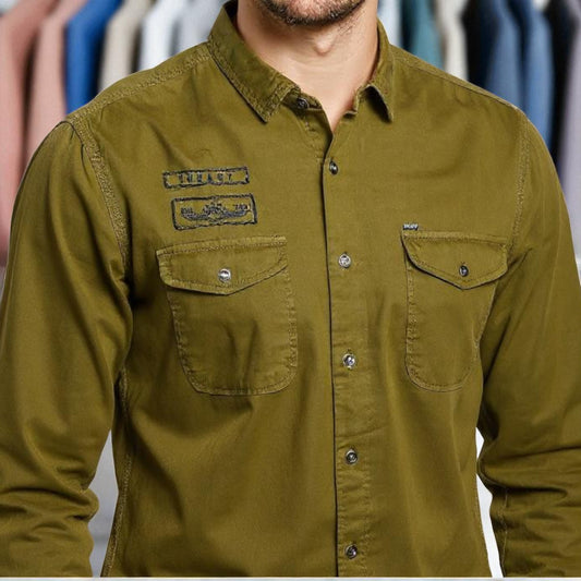 Green Casual Shirt - Button Down Slim Fit Full Sleeve Shirt for Men