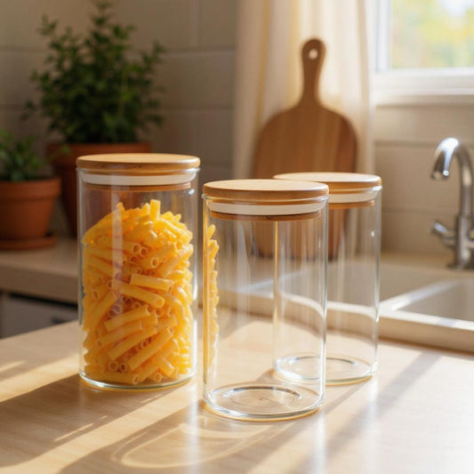 Sanjeev Kapoor Delight Storage Container – Set of 3, 450ml Each – Glass with Bamboo Lid