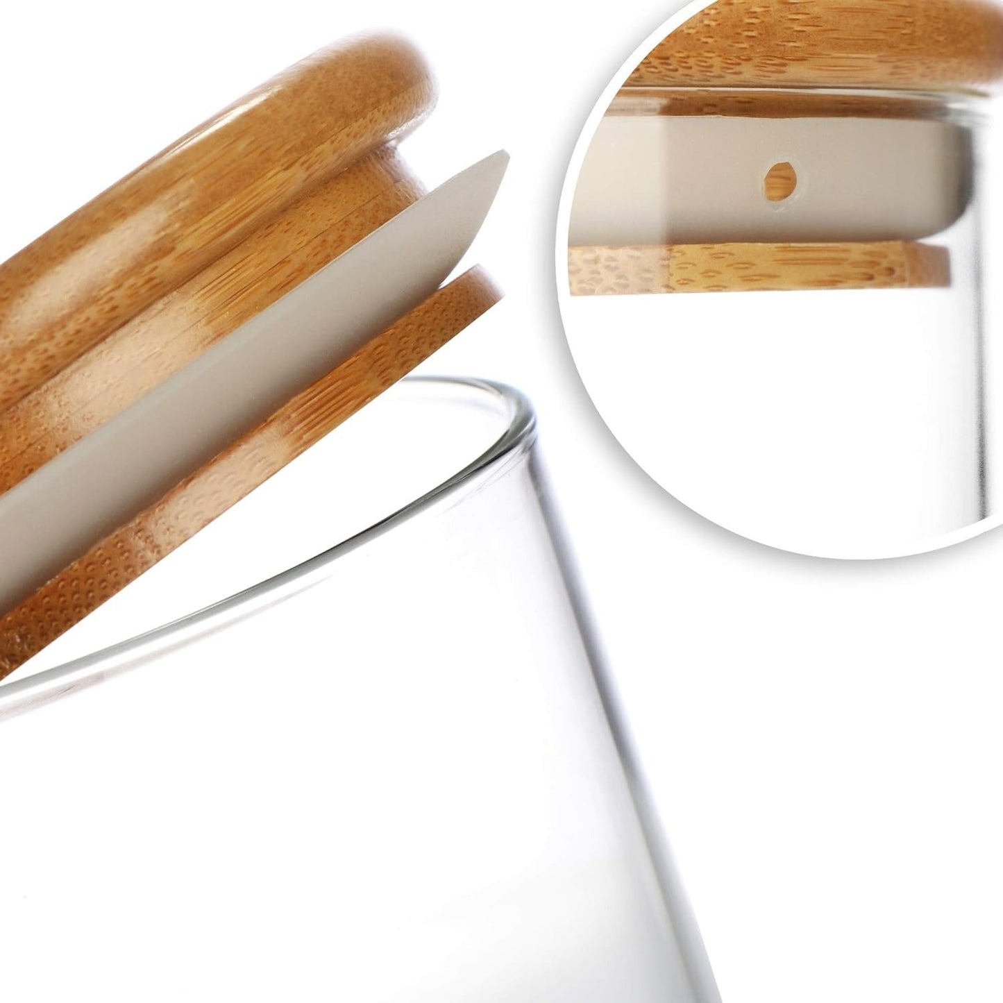 Sanjeev Kapoor Delight Storage Container – Set of 3, 450ml Each – Glass with Bamboo Lid