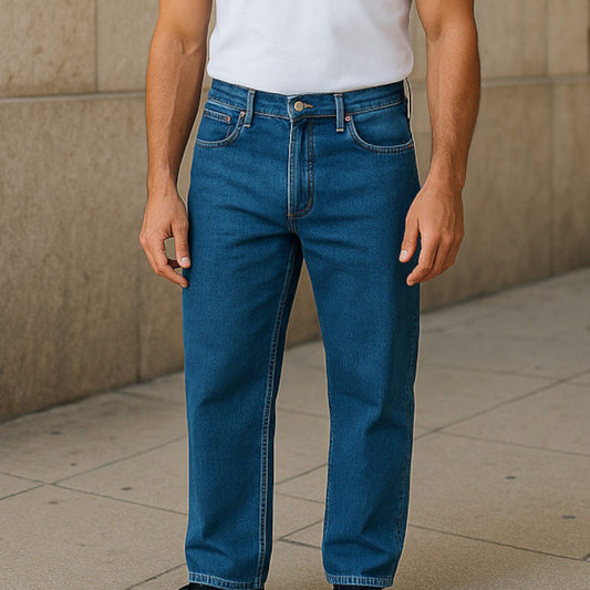 Denim Jeans Blue Color – Stretchable Cotton Regular Fit Pocket Jeans Mens (Size 42, 44)